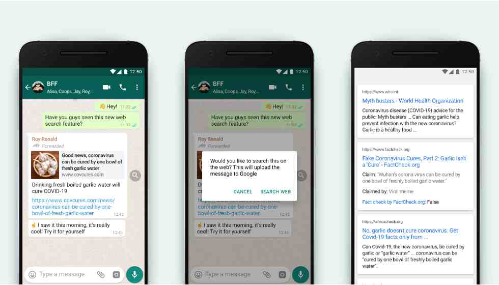 WhatsApp new feature Web Search to help users to fact-check messages