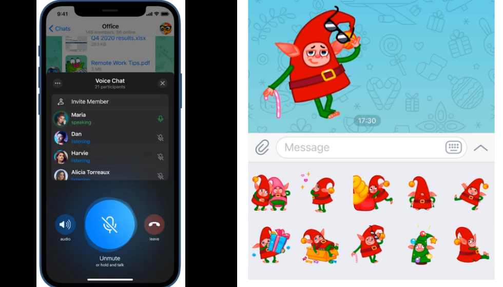 Telegram: New features, Voice chat | Video & Screen Sharing | Stickers