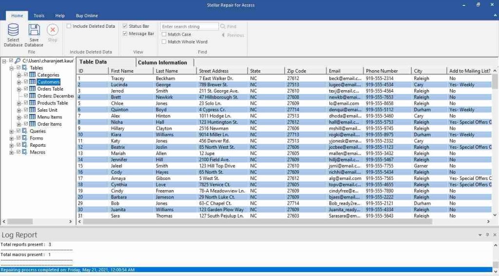 steller Repairable Database